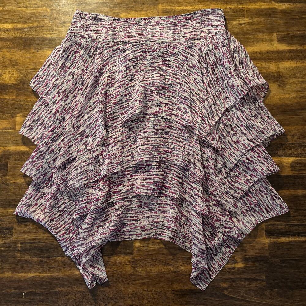 Calvin Klein Women’s 10 Skirt 100% Silk Handkerchief Hem Ruffle Short Lined